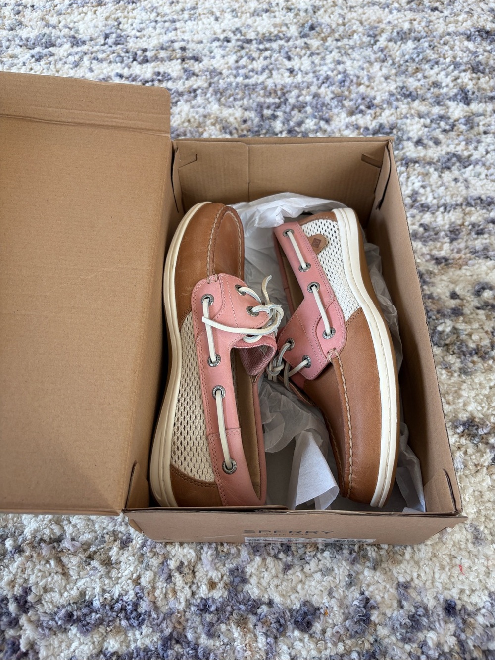 Sperry Koifish Pink Tan Leather Mesh Boat Shoes Women’s 7.5 NWT - Picture 12 of 12